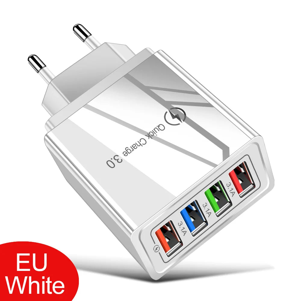 3A USB Charger 4 Port USB Quick Charge