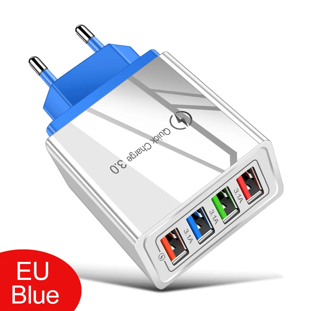 3A USB Charger 4 Port USB Quick Charge