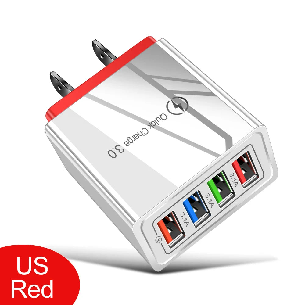 3A USB Charger 4 Port USB Quick Charge