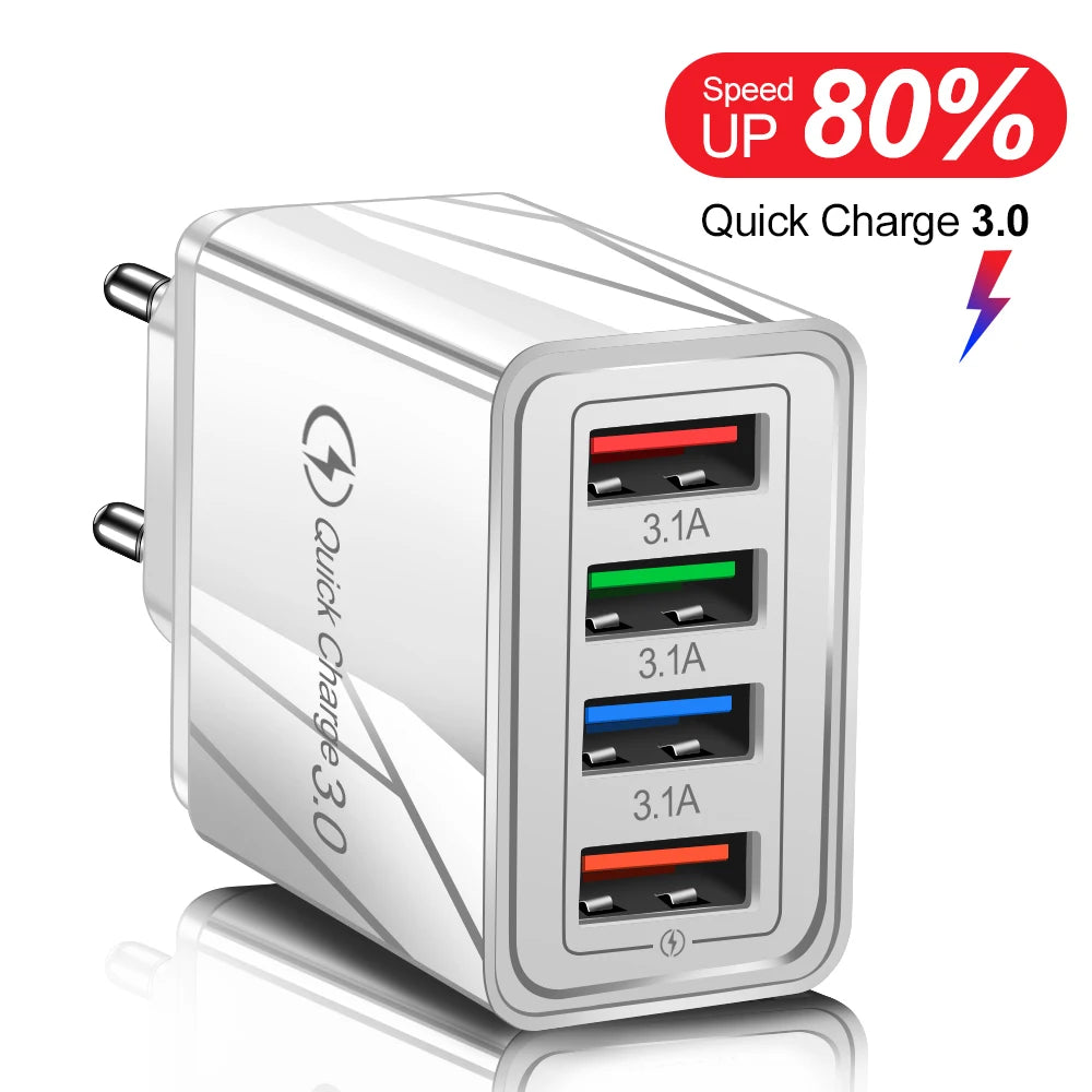 3A USB Charger 4 Port USB Quick Charge