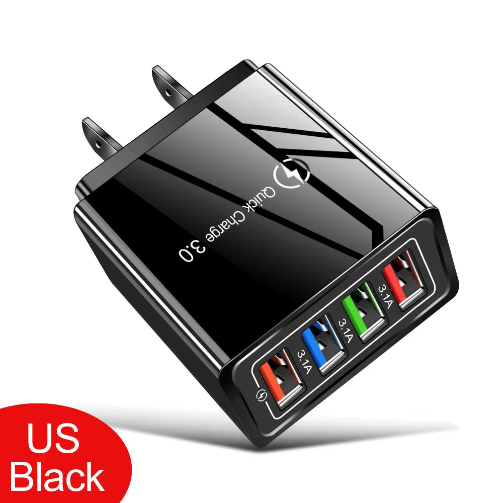 3A USB Charger 4 Port USB Quick Charge