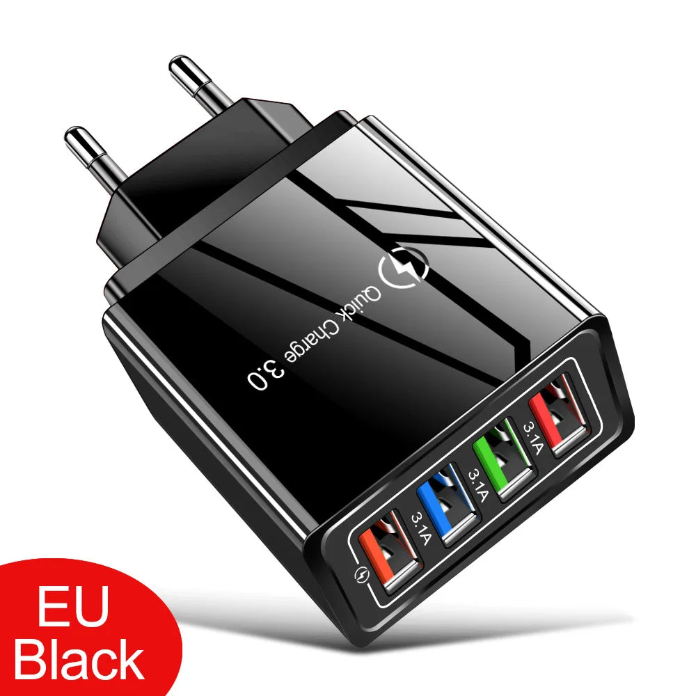 3A USB Charger 4 Port USB Quick Charge
