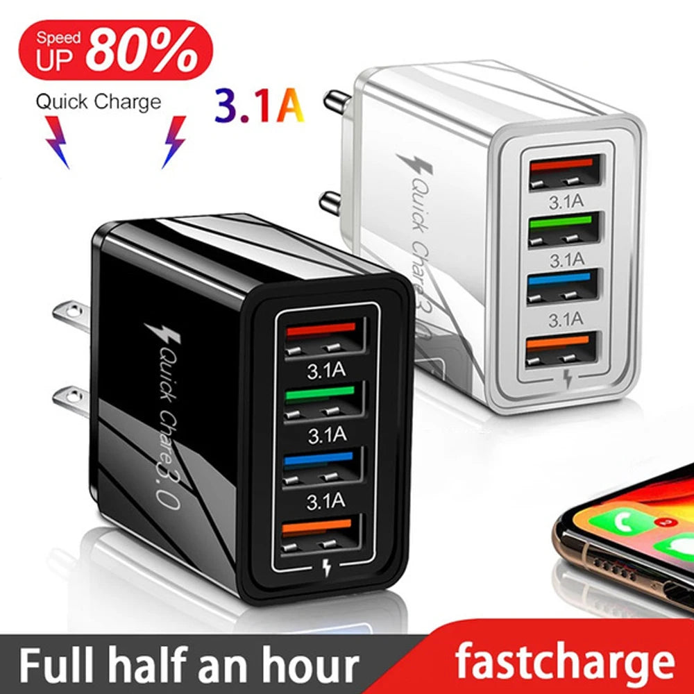 3A USB Charger 4 Port USB Quick Charge