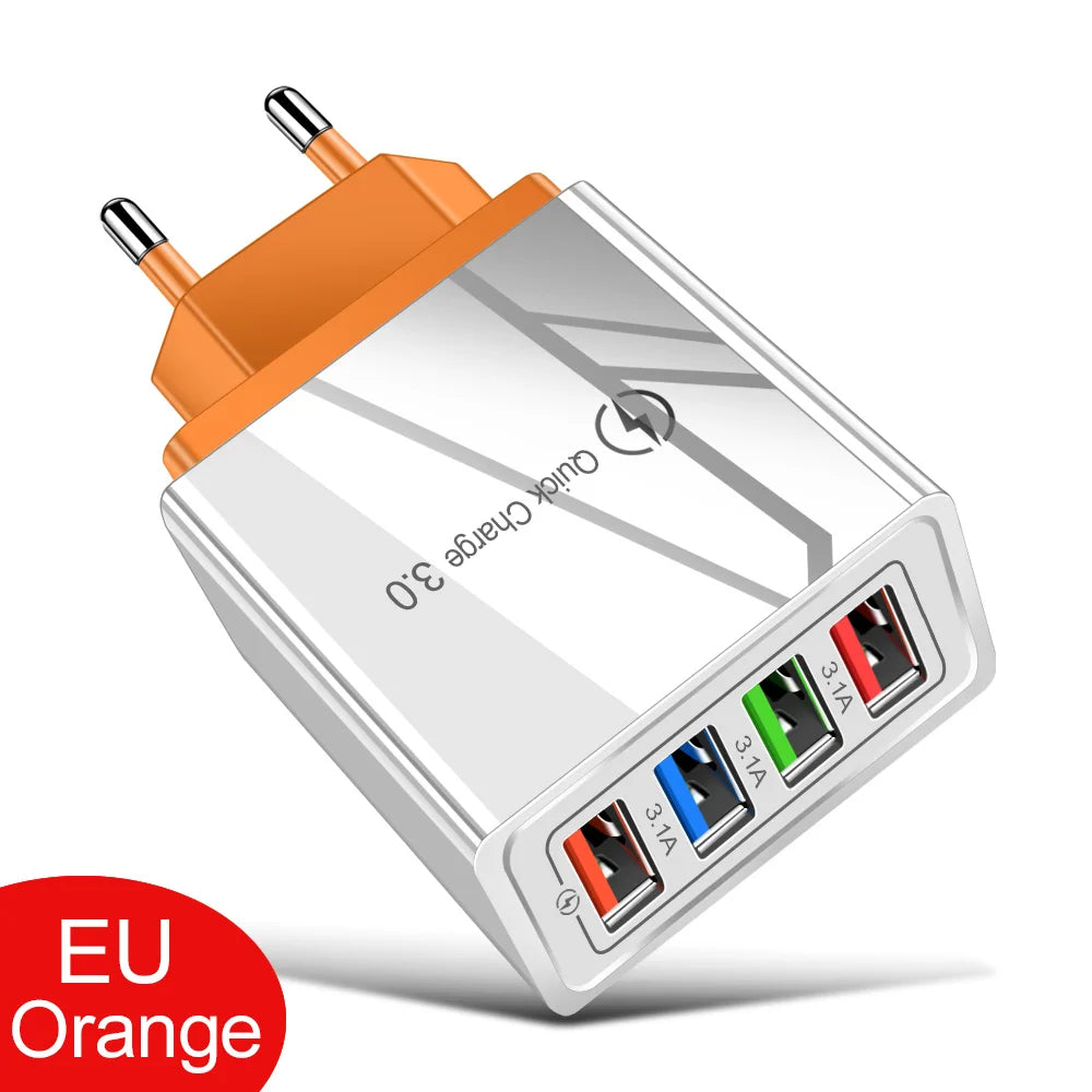 3A USB Charger 4 Port USB Quick Charge