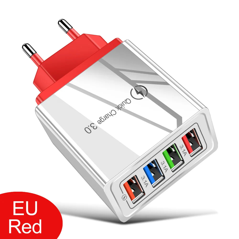 3A USB Charger 4 Port USB Quick Charge