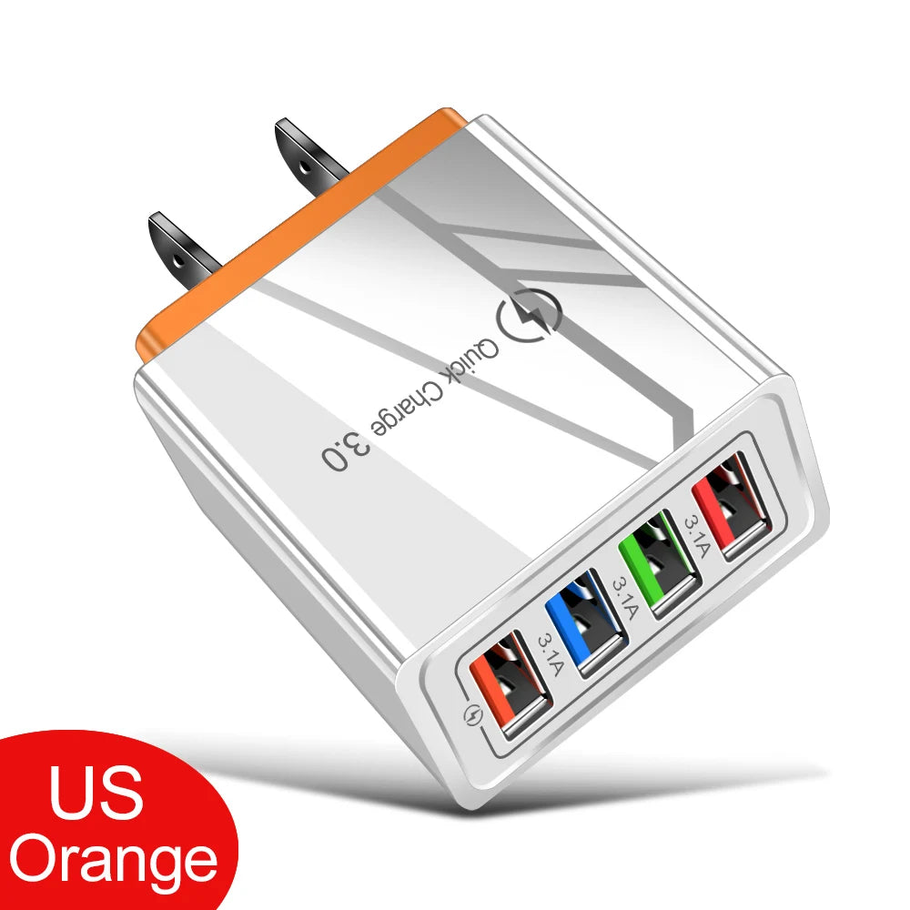 3A USB Charger 4 Port USB Quick Charge