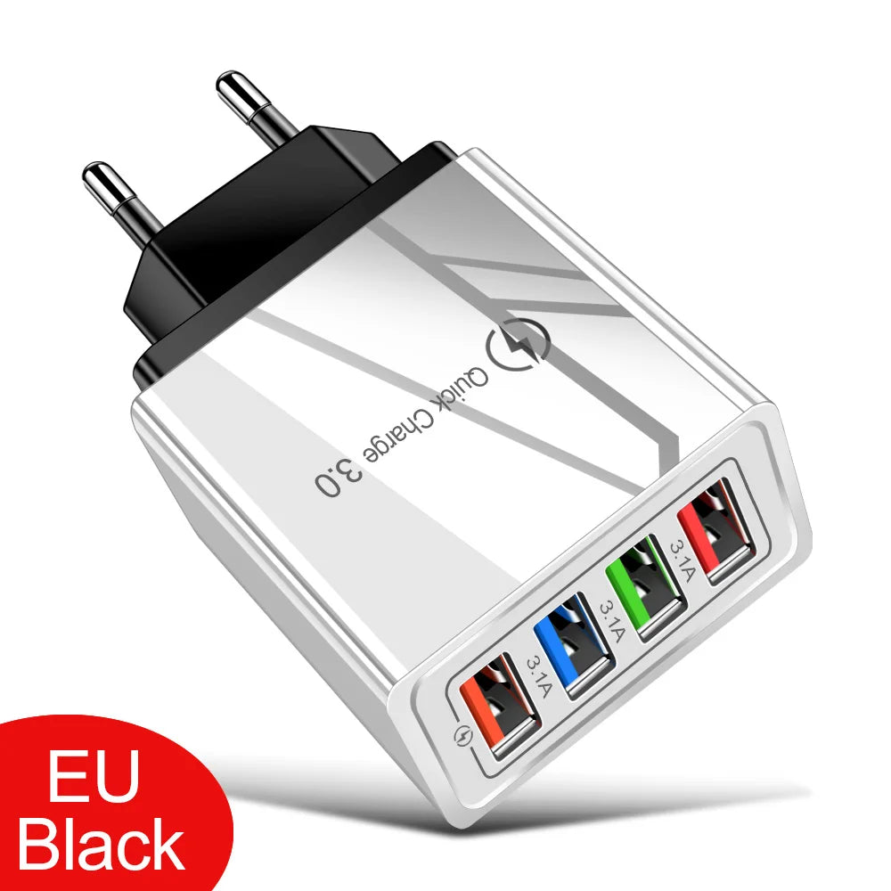 3A USB Charger 4 Port USB Quick Charge
