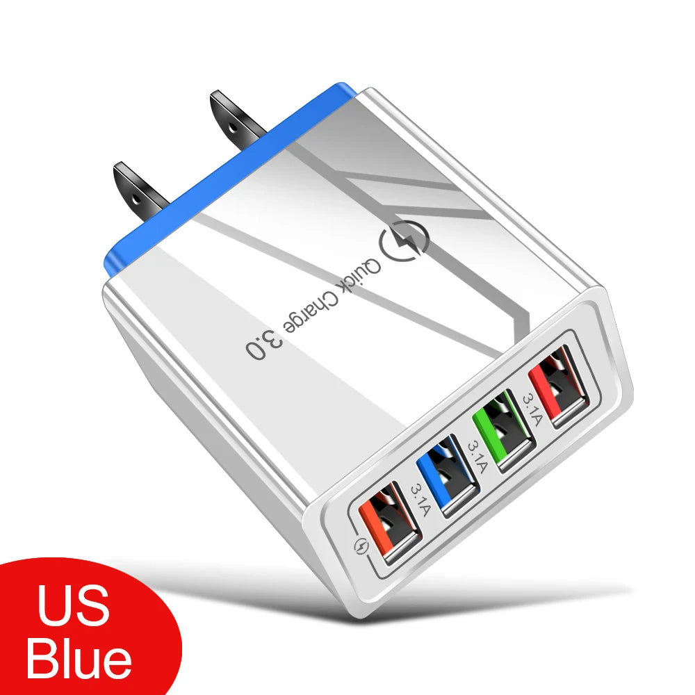 3A USB Charger 4 Port USB Quick Charge
