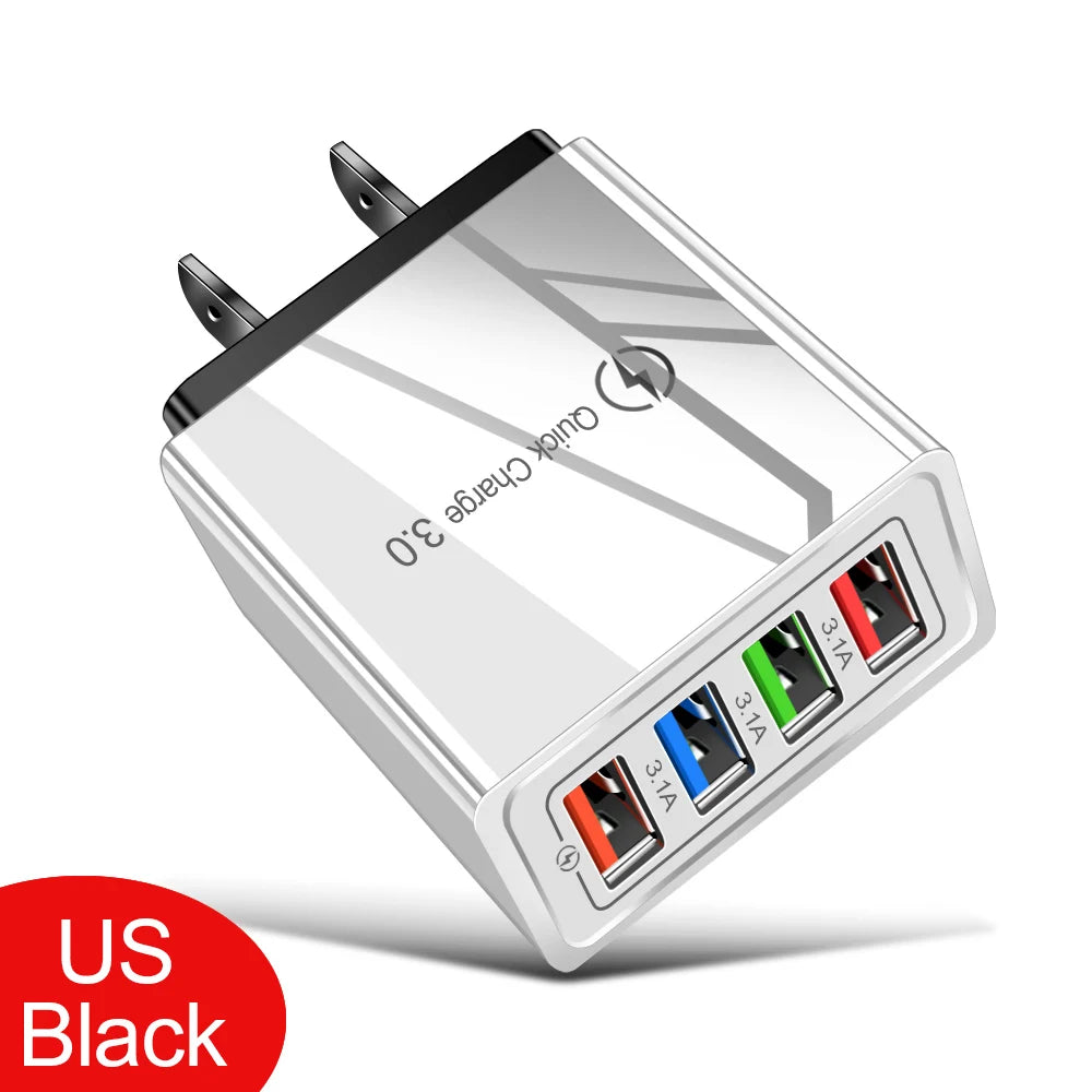 3A USB Charger 4 Port USB Quick Charge