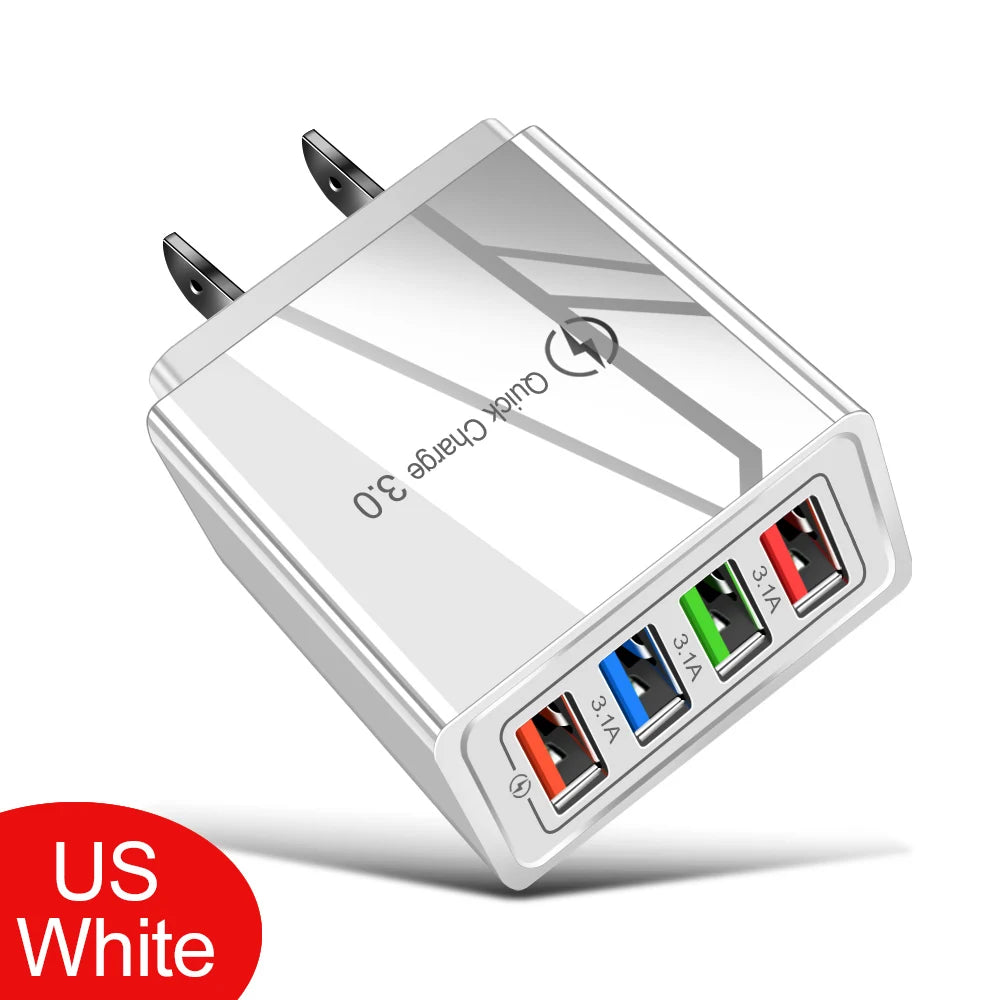 3A USB Charger 4 Port USB Quick Charge