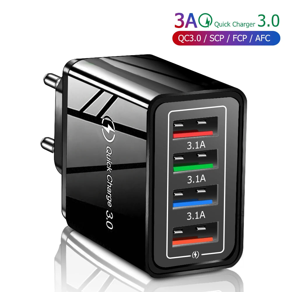 3A USB Charger 4 Port USB Quick Charge