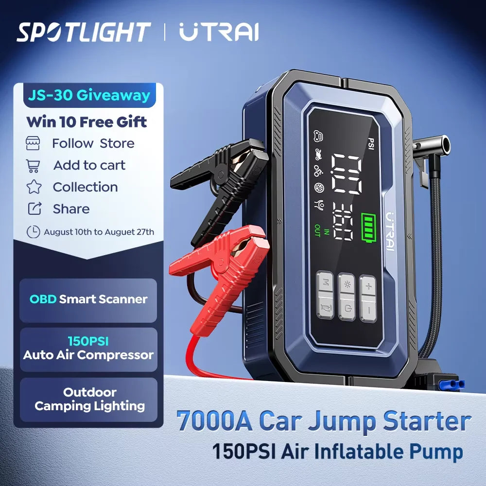 UTRAI All-in-One 7000A Car Jump Starter with Air Compressor