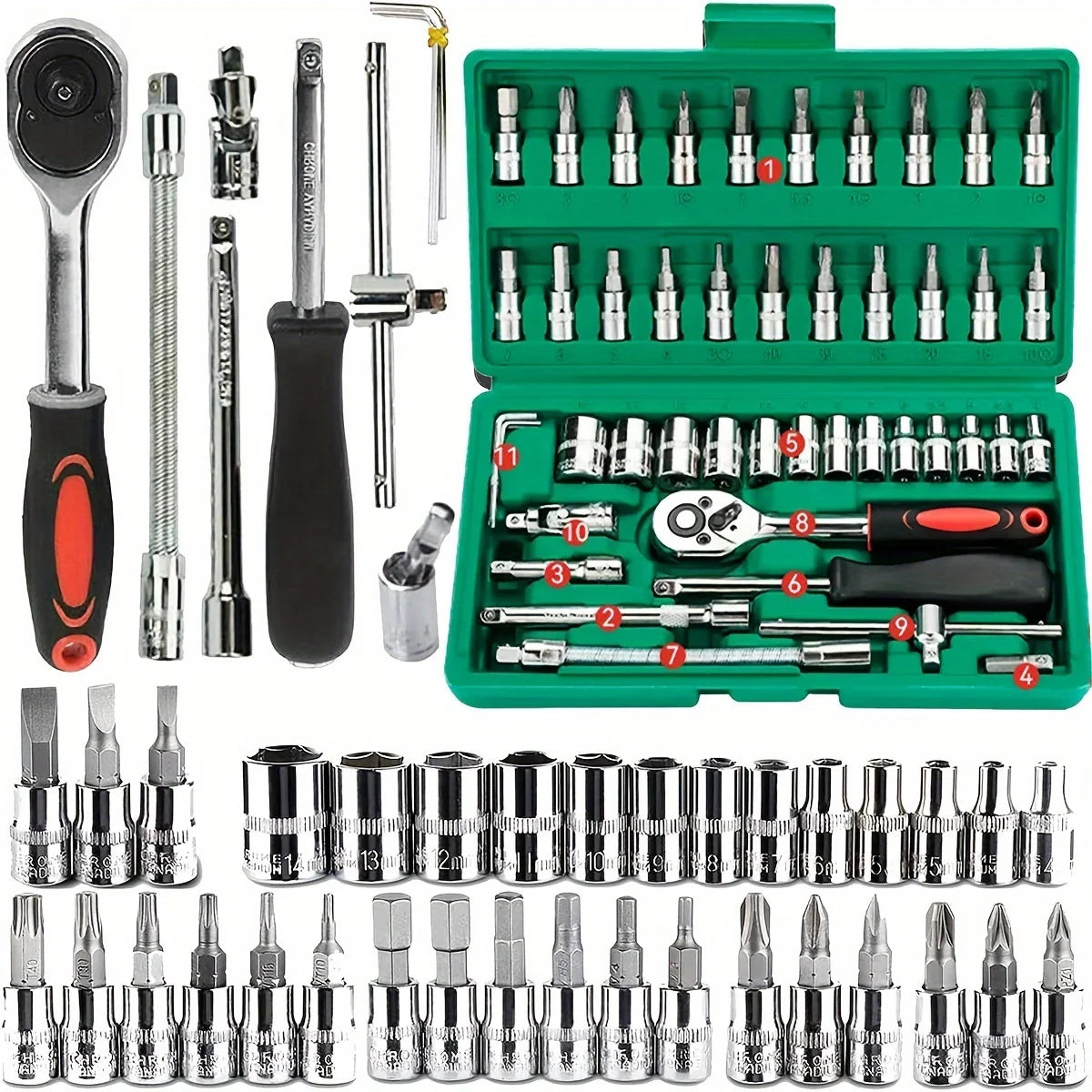 46pc Drive Socket Set Wrench