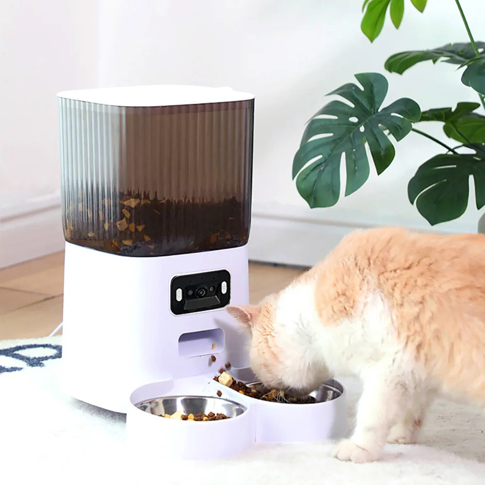 5L Double Bowls  Cat Feeder With Camera