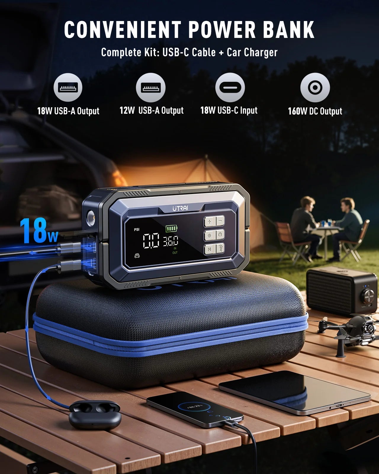 UTRAI All-in-One 7000A Car Jump Starter with Air Compressor