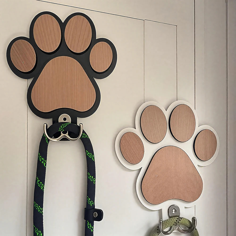 Paw Print Wooden Dog Leash Hanger