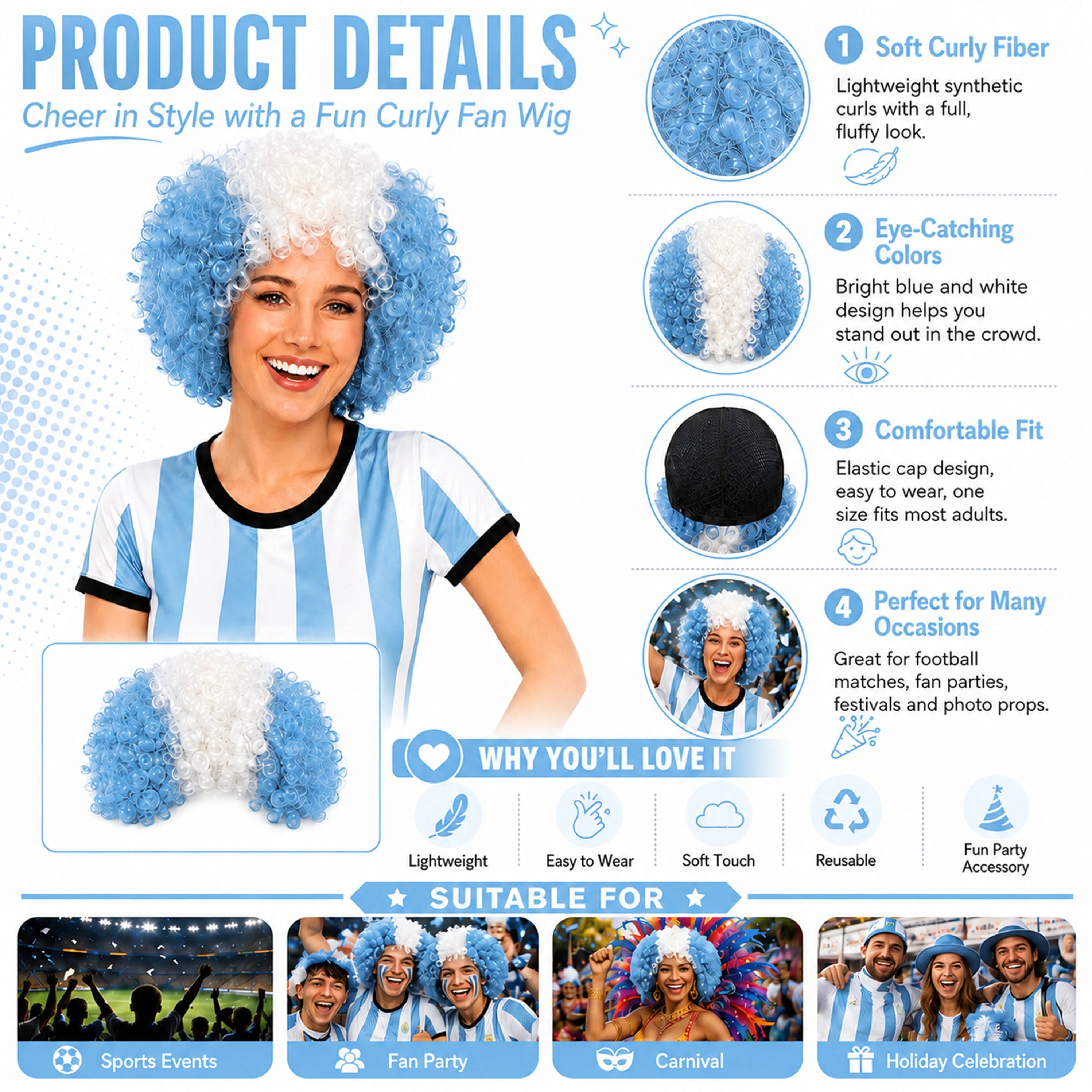 2026 World Cup Curly Wig