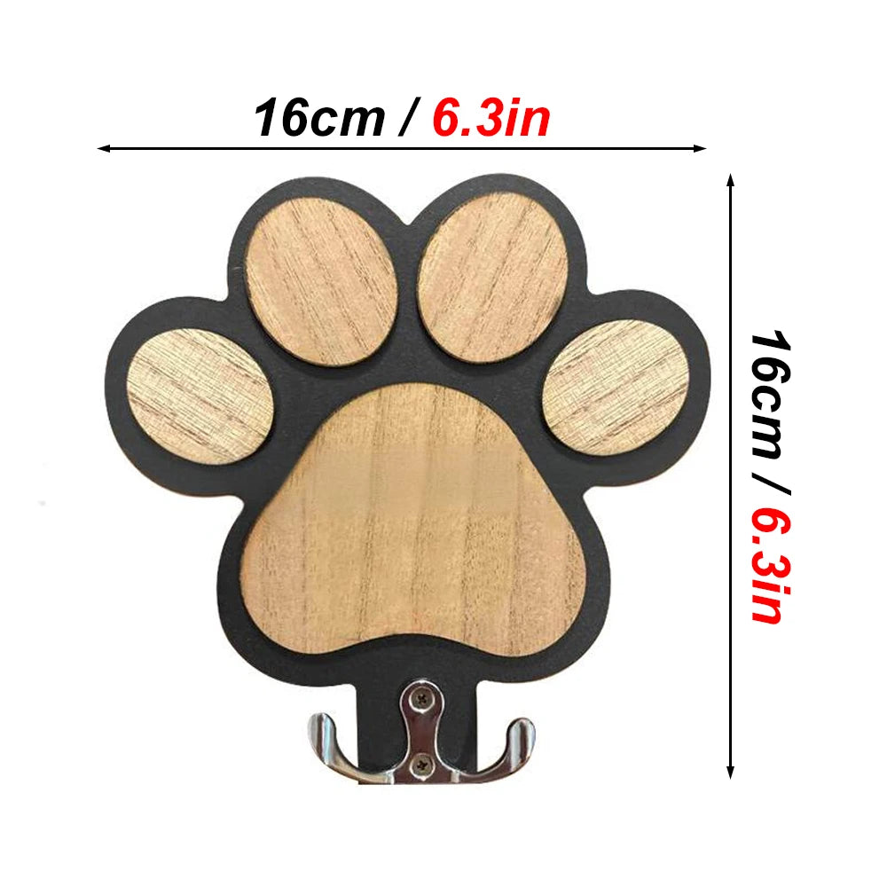 Paw Print Wooden Dog Leash Hanger